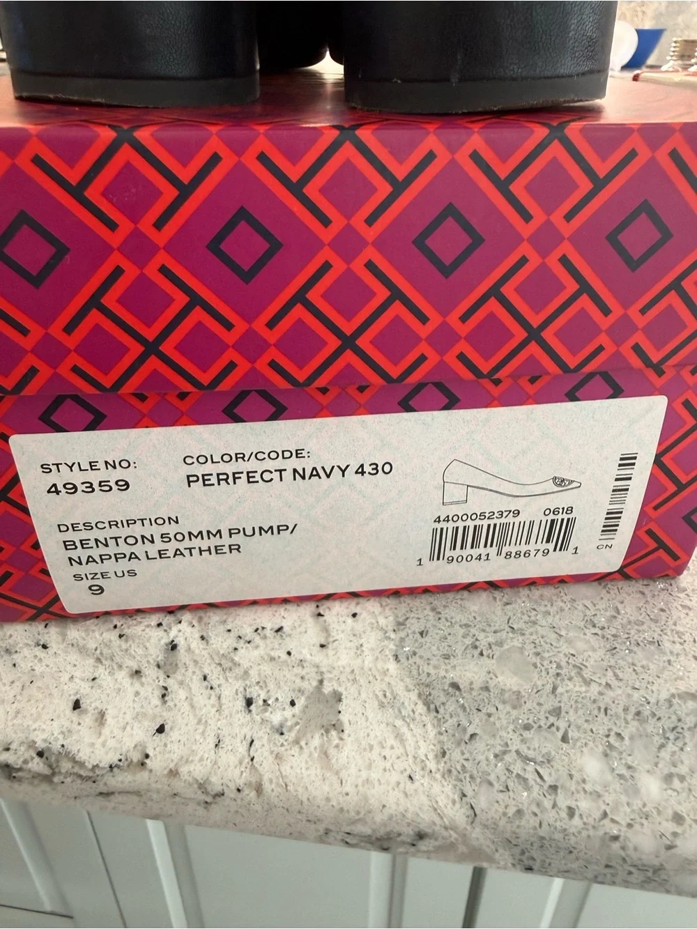 Tory Burch Navy Benton 50mm pump size 9
